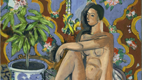 Besuche in Algerien und Marokko brachten orientalistische Elemente in seine Kunst: Henri Matisse, „Figure décorative sur fond ornemental“, 1925/26