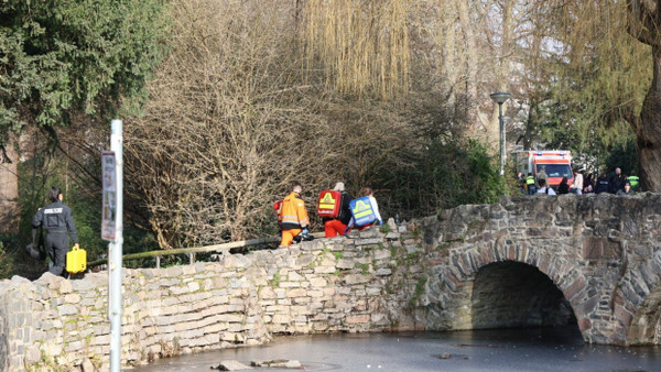 Rettungskräfte und Kriminaltechniker treffen am Mittwoch am Tatort in einem Park in Aschaffenburg ein.