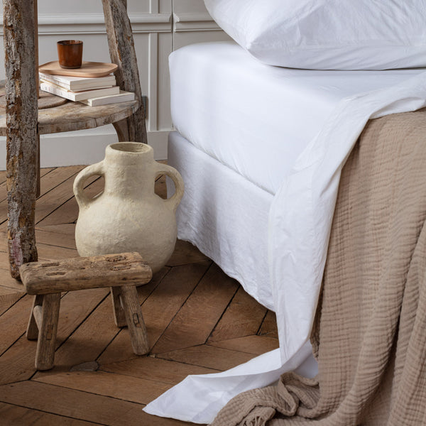 Drap-housse en percale de coton - Blanc Craie