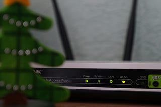 A Wi-Fi router with glowing signal lights, symbolizing its hardworking role in keeping your devices connected and imagining its secret thoughts.