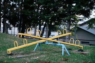 Two seesaws at a park