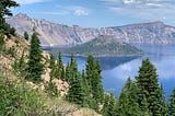 A view of Crater Lake and Wizard Island.