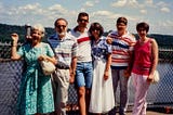 Family photo taken in front of the Mississippi River in Dubuque, Iowa, from July, 1991