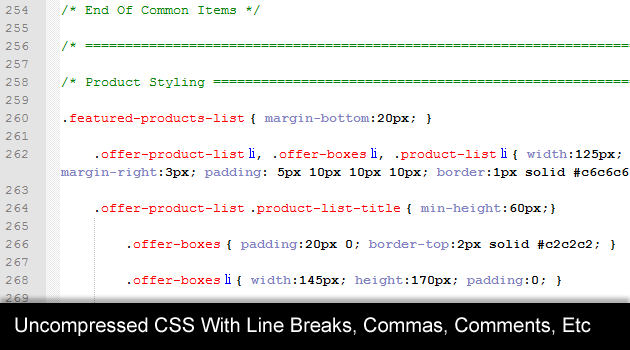 Uncompressed CSS