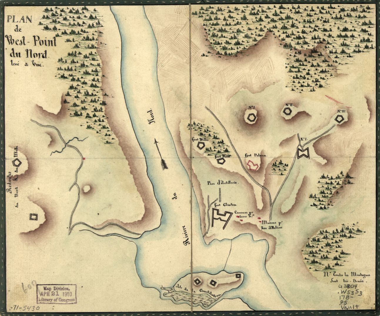 Map of West Point, c. 1780s. Library of Congress G3804.W53S3 178- .P5.