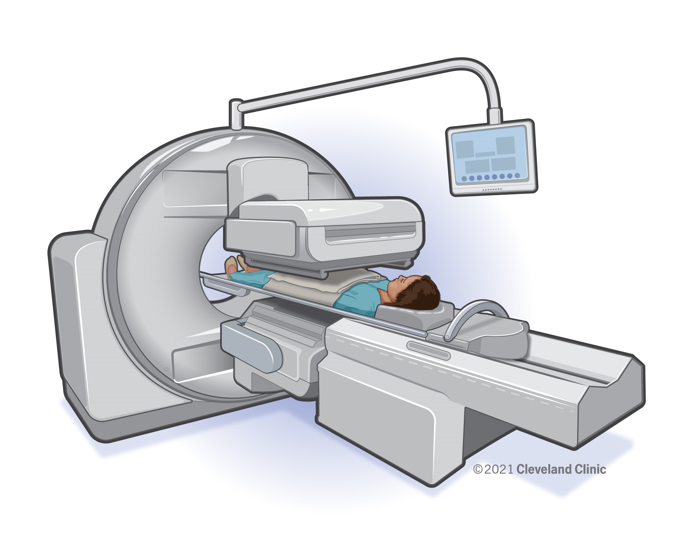 Person, nuclear medicine imaging scanning table, camera