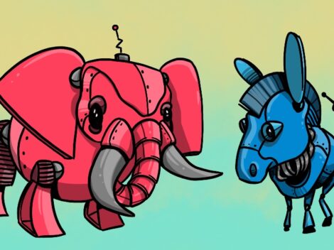 Robotic elephant (Republican) and Donkey (Democrat) [Dom Guzman]