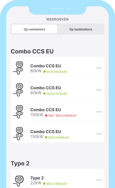 U kunt realtime zien welke laadpalen vrij zijn