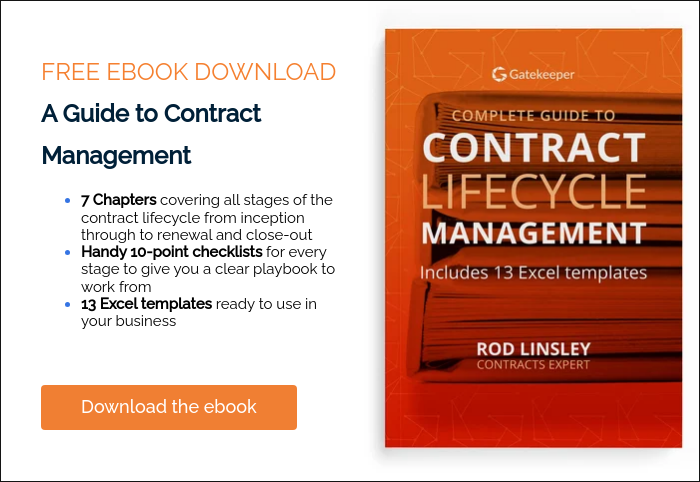 FREE EBOOK DOWNLOAD A Guide to Contract Management 7 Chapters covering all stages of the contract lifecycle from inception through to renewal and close-out Handy 10-point checklists for every stage to give you a clear playbook to work from 13 Excel templates ready to use in your business    