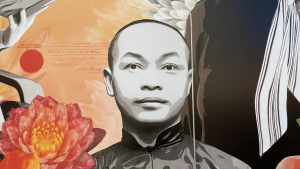 Painted portrait of Wong Kim Ark in the Asian American Community Heroes Mural, located in San Francisco's Chinatown.