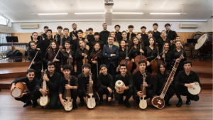 The Afghan Youth Orchestra with its founder, Ahmad Sarmast.