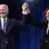 President Biden and Vice President Harris stand on stage at the Democratic National Committee winter meeting, Feb. 3, 2023, in Philadelphia. After deciding to no longer seek the Democratic nomination, Biden endorsed Harris to be the Democratic nominee and take on Republican nominee, former President Donald Trump.