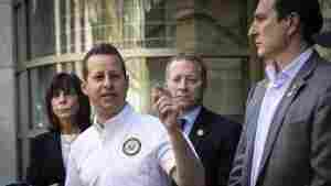 Reps. Jared Moskowitz, Kathy Manning, Josh Gottheimer and Dan Goldman speak at a press conference in April about allegations of harassment and antisemitism against Jewish students at Columbia University.