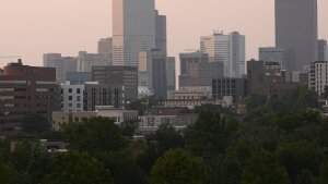 Air quality in Denver was badly affected by wildfire smoke from blazes in Oregon and provinces of western Canada on July 24, 2024.