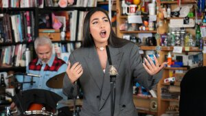 María José Llergo performs a Tiny Desk Concert March 18, 2024, at NPR's headquarters in Washington, D.C.