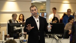 Will Lewis, pictured here in the Washington Post newsroom, was a top executive for Rupert Murdoch's British tabloids 13 years ago. He is accused of lying to police about why evidence related to a major hacking scandal