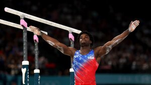 Frederick Richard, who helped the U.S. win a gymnastics team medal earlier in the week, struggled at times during individual all-around final on day five of the Olympic Games in Paris.