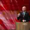 Utah Gov. Spencer Cox speaks about Salt Lake City's bid to host the 2034 Winter Olympics, during the 142nd IOC session at the 2024 Summer Olympics on Wednesday in Paris, France.