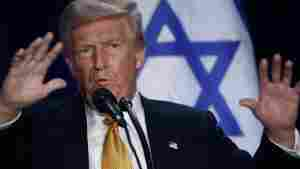 Former President Donald Trump speaks before prominent Jewish donors at an event titled 