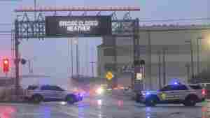 The entrance to Lake Ponchartrain Causeway is closed due to Hurricane Francine in Metairie, La., Wednesday, Sept. 11, 2024. The causeway is the longest continuous bridge over water in the world.