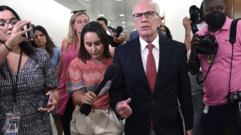 Sen. Peter Welch, D-Vt. speaks to the press on Capitol Hill, Thursday, July 11, 2024 in Washington.