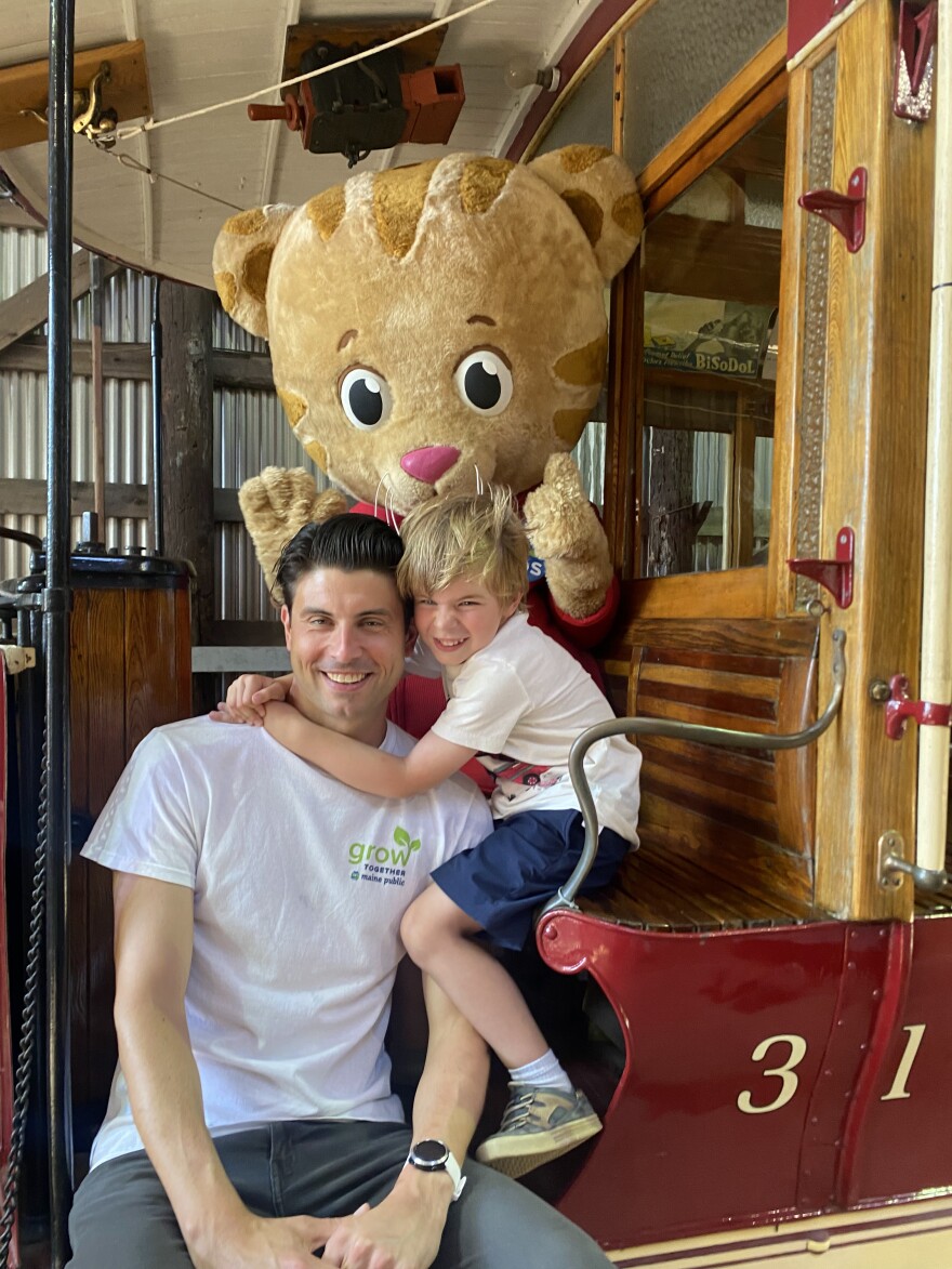 Luke and Daniel Tiger at the Trolley Museum