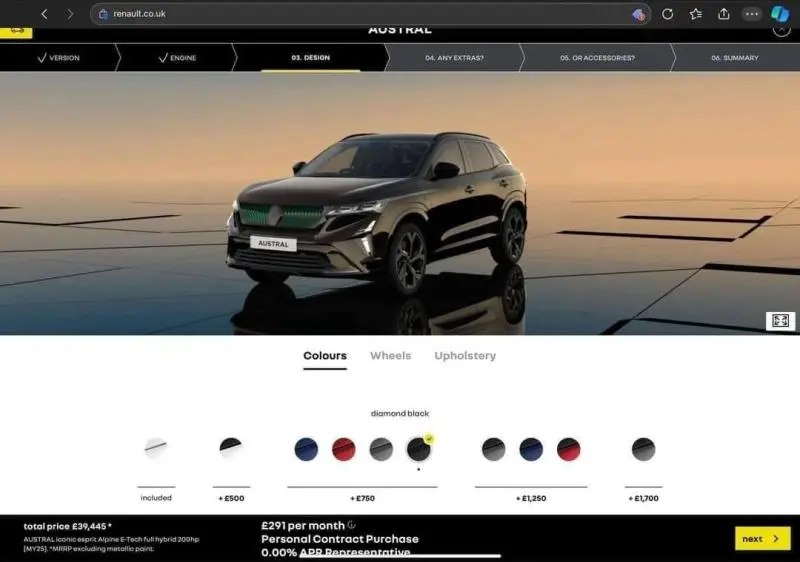 Panique chez Renault : les images du futur Austral restylé malencontreusement publiées sur le configurateur de la marque. - Futur Renault Austral restylé