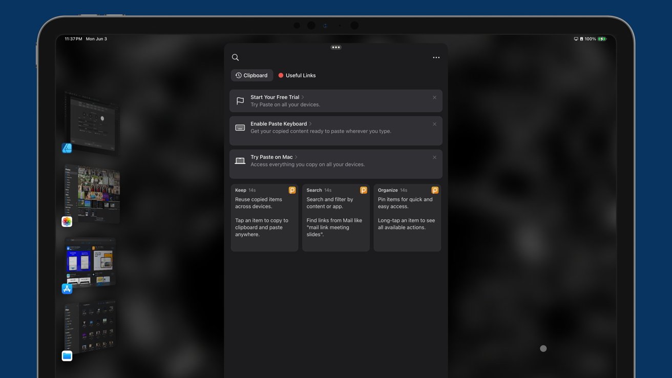 A screenshot of Paste for iPad