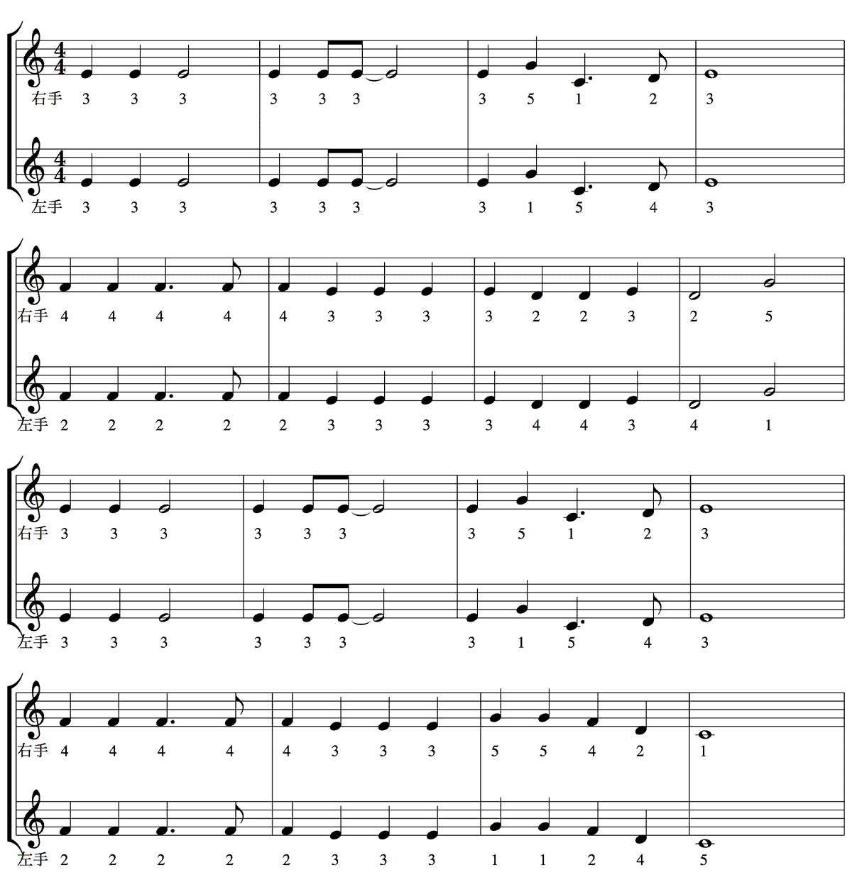 指番号の練習-ジングルベル両手