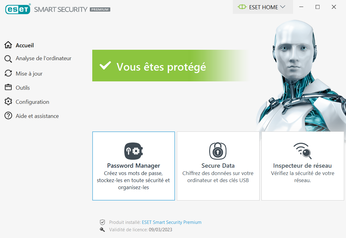 ESET Smart Security - Tableau de bord