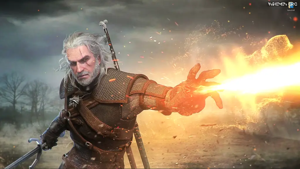 Video demonstration: Live wallpaper «Geralt uses Igni»