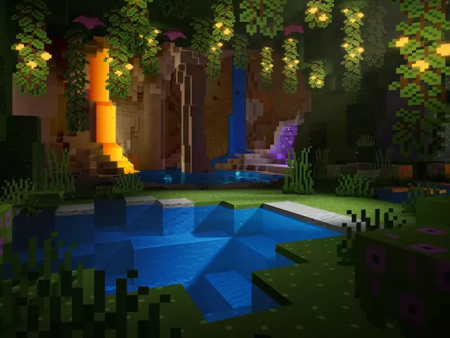 Live wallpaper «Soothing Minecraft - Glowing Caves»