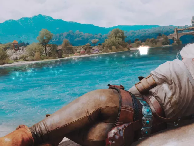 Live wallpaper «The Witcher 3 ciri lies by the water»