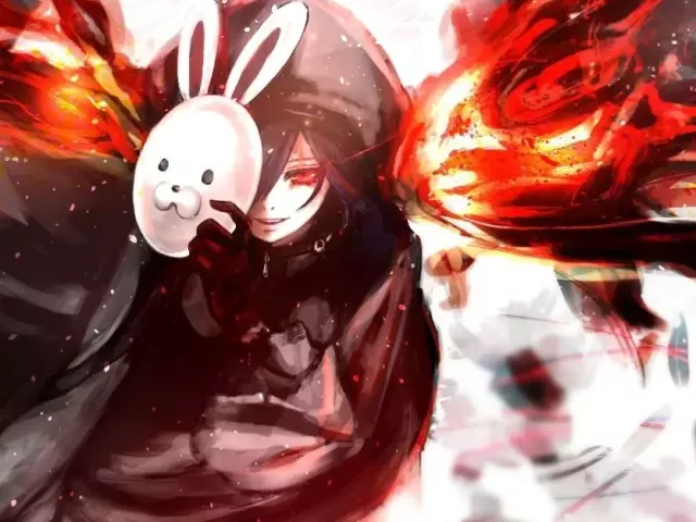 Live wallpaper «Toka Kirishima with a rabbit mask - Tokyo Ghoul»