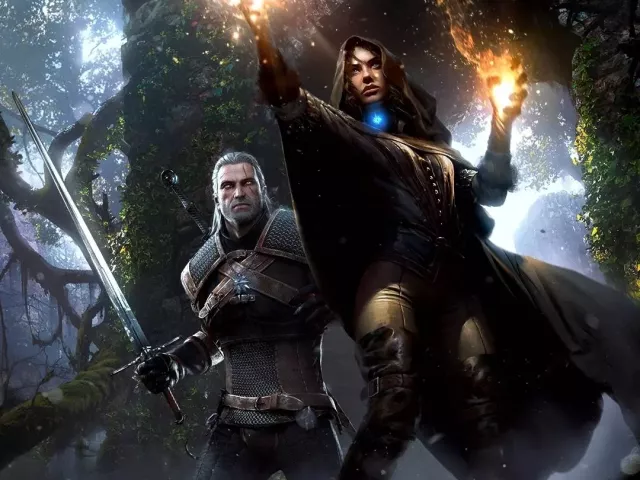 Live wallpaper «Geralt and Jennifer at the castle walls - Witcher 3»