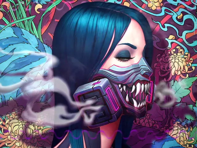 Live wallpaper «Tora Oni Mask Cyberpunk Gas»