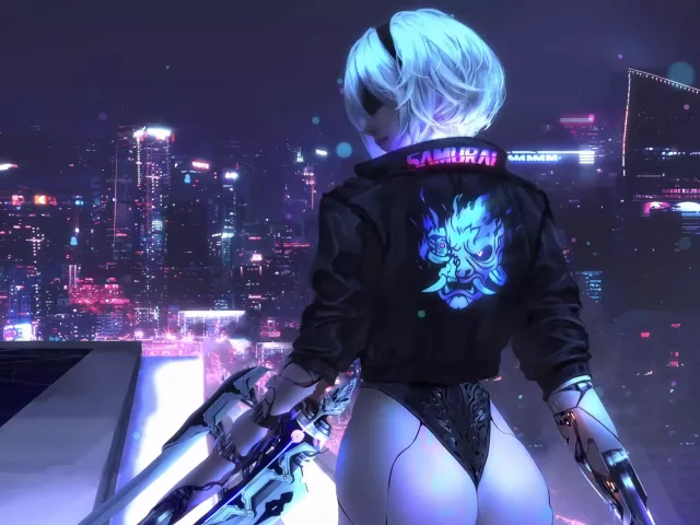 Live wallpaper «Nier - Cyberpunk 2077»