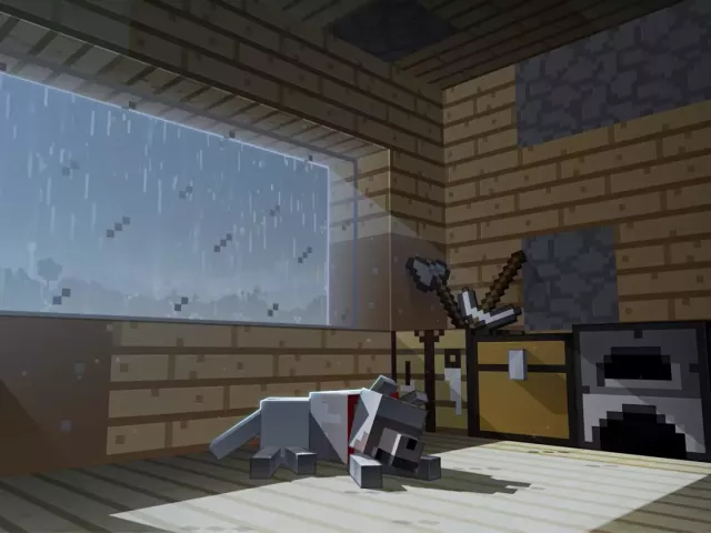 Live wallpaper «Dog minecraft sleep»