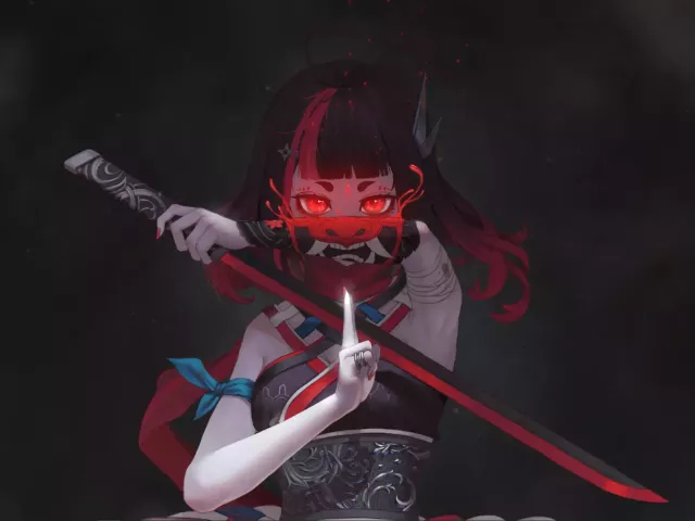 Live wallpaper «Anime girl with a straight katana»