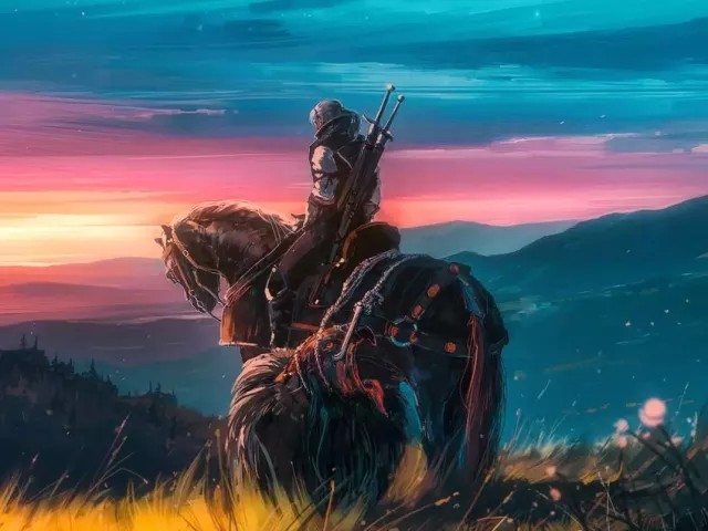 Live wallpaper «The Horseman on the Hill, Geralt from the Witcher 3 game»