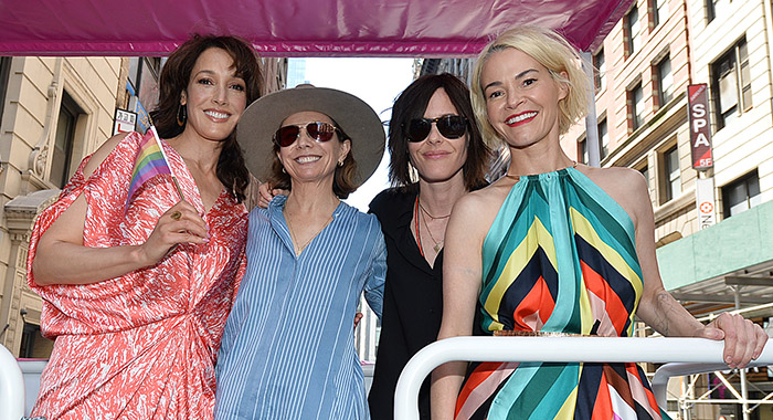 The L Word Generation Q executive producer and star Jennifer Beals, EP and Creator Ilene Chaiken, EPs and Series Stars Katherine Moennig and Leisha Hailey