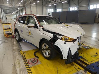 BMW iX1 - Mobile Progressive Deformable Barrier test 2022 - after crash