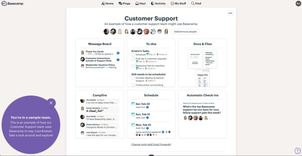 Basecamp empty state SaaS user onboarding