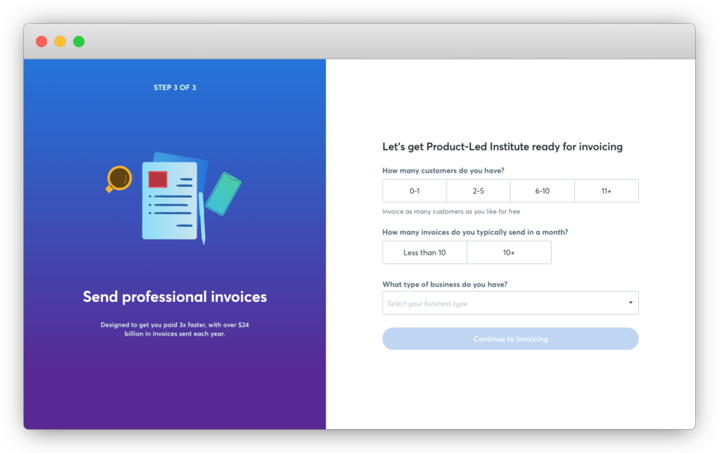 Wave's SaaS User Onboarding example that appeals to the user's desires