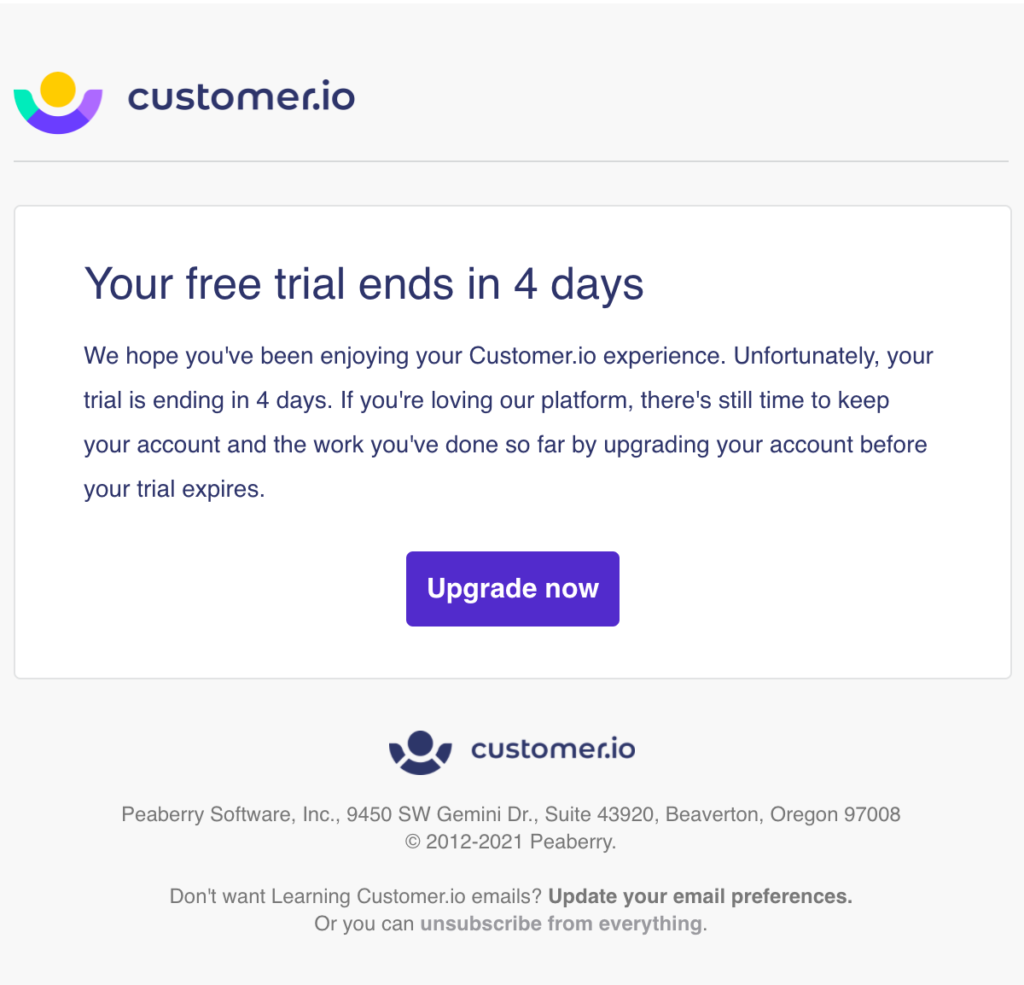 customer.io user onboarding email