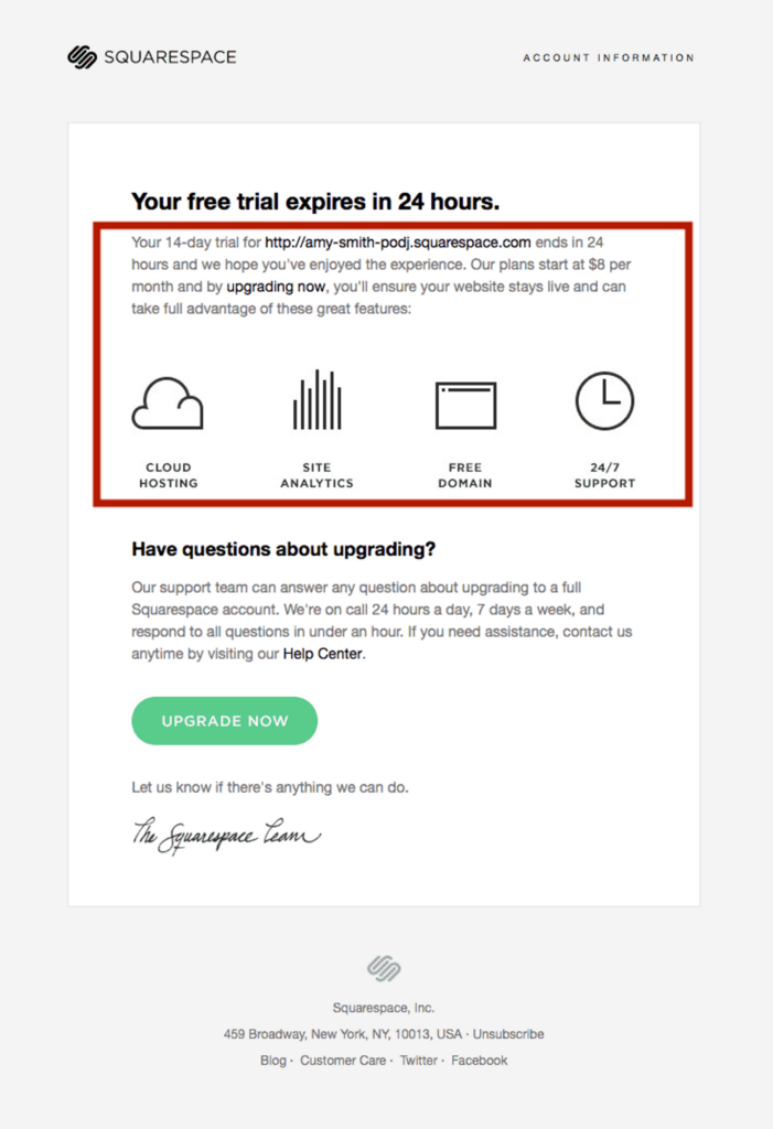 what squarespace uses in their email marketing experience