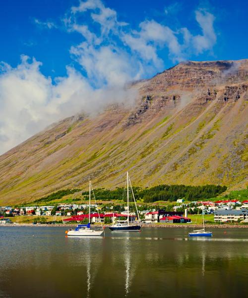 A beautiful view of Ísafjörður serviced by Isafjordur Airport.