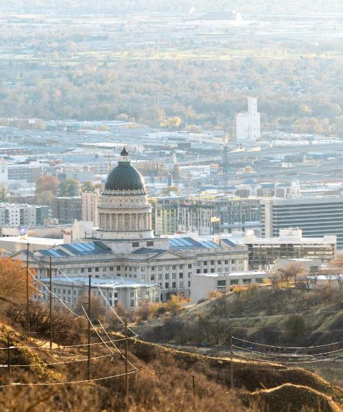 Kaunis vaade linnale Salt Lake City, mida teenindab Salt Lake City rahvusvaheline lennujaam