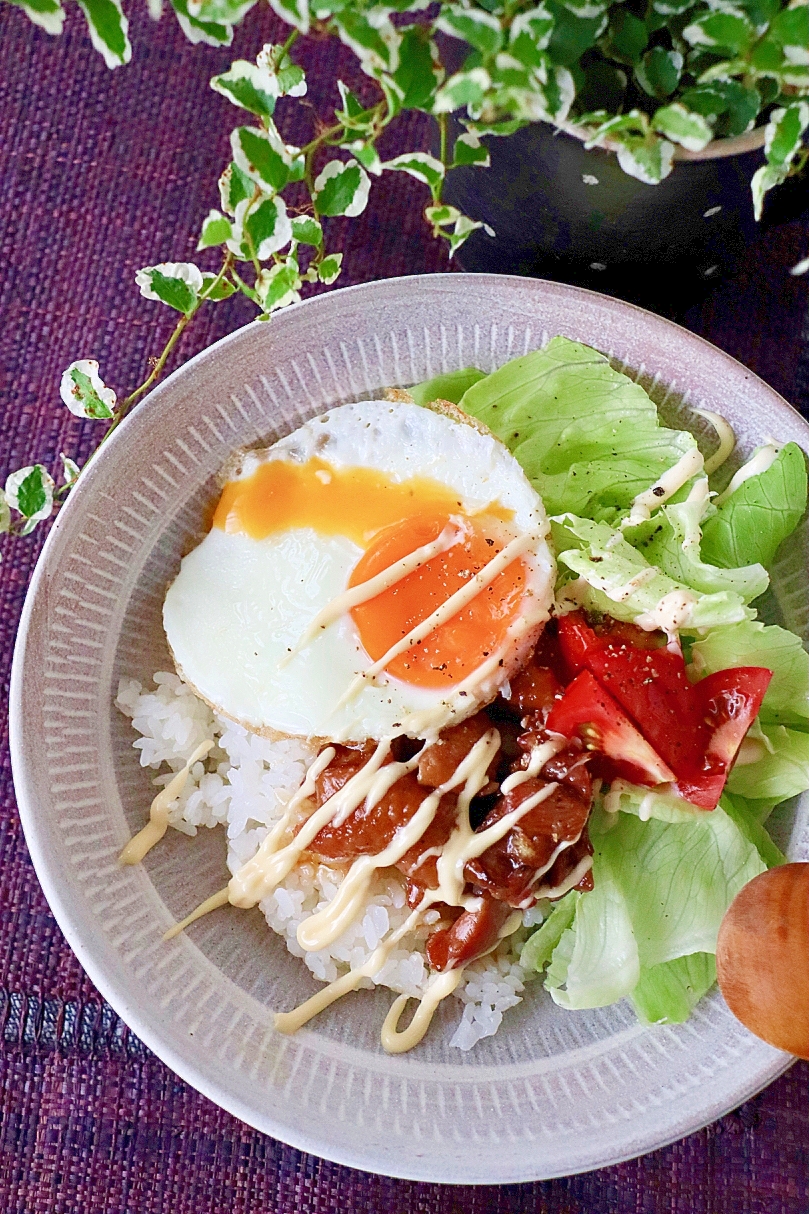 焼きとり缶で作る☆ロコモコ風ごはん