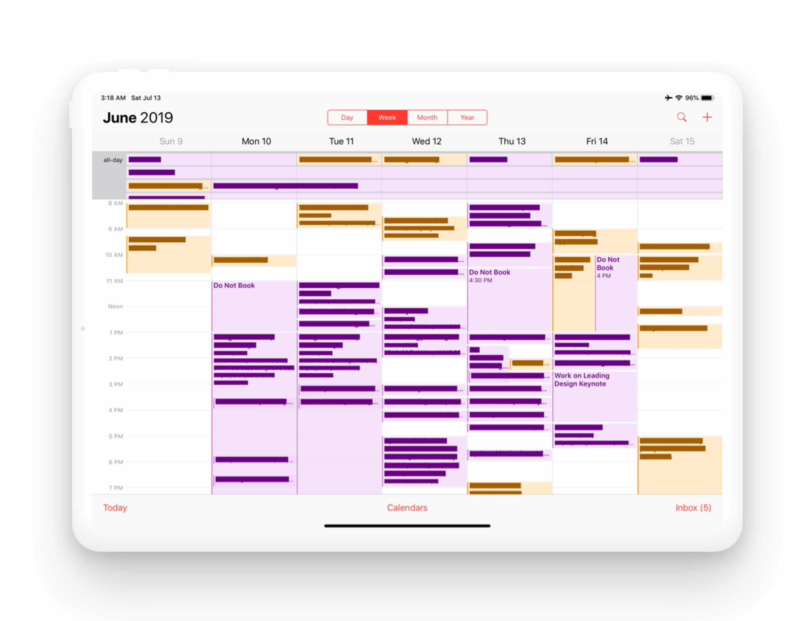 Calendario de Khoi Vinh con bloques de tiempo reservados para hacer trabajo concentrado